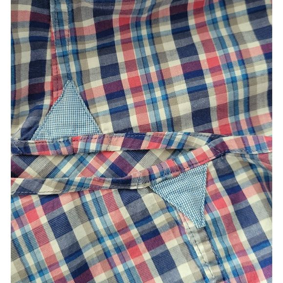 Banana Republic Men's XL Slim Fit Button Up‎ Blue Plaid Shirt Pre-Owned - Picture 7 of 10